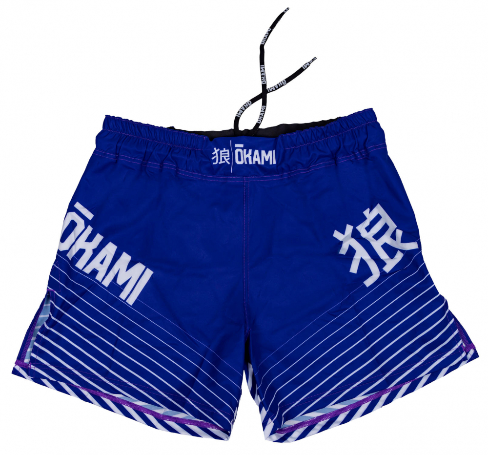 OKAMI Fight Shorts Big Kanji blue